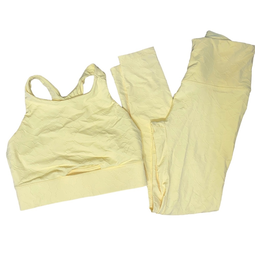 Calia by Carrie Underwood Workout Set S Sports Bra & S Leggings Yellow Floral